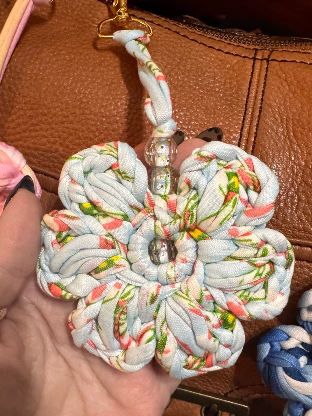Handmade Crochet Floral Bag Charm - Choice of 1 - Picture 6 of 10
